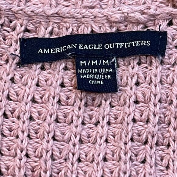 AMERICAN EAGLE Outfitters Shaker Knit Open Waterfall Cardigan Dusty Rose - Picture 4 of 5